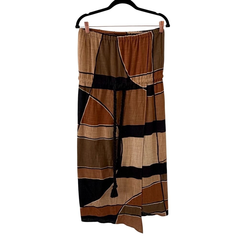 Lisa Marie Fernandez Charlotte Strapless Midi Dress Womens 2 Geometric Resort